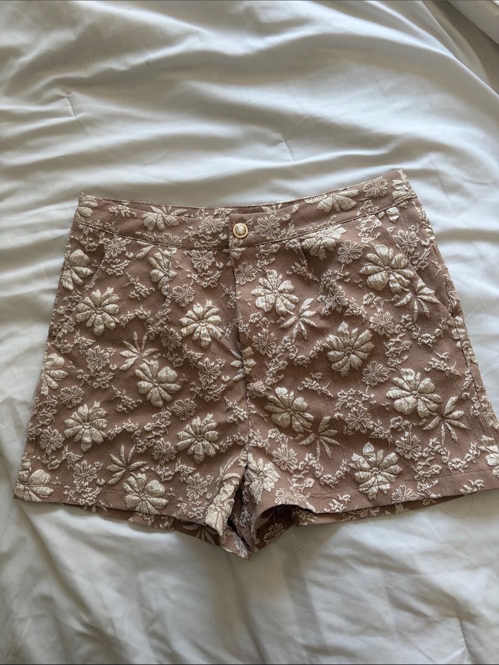 SHEIN Blush Pink Floral Embroidered Shorts